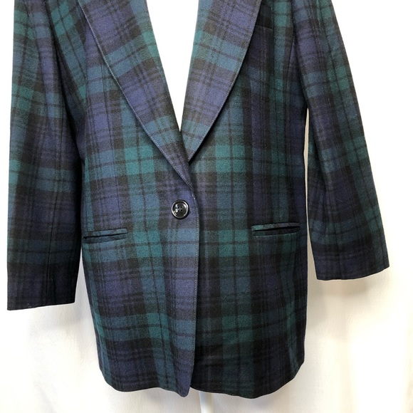 Vintage Collectible Gold Plaid Merino Wool Blazer - Picture 3 of 8